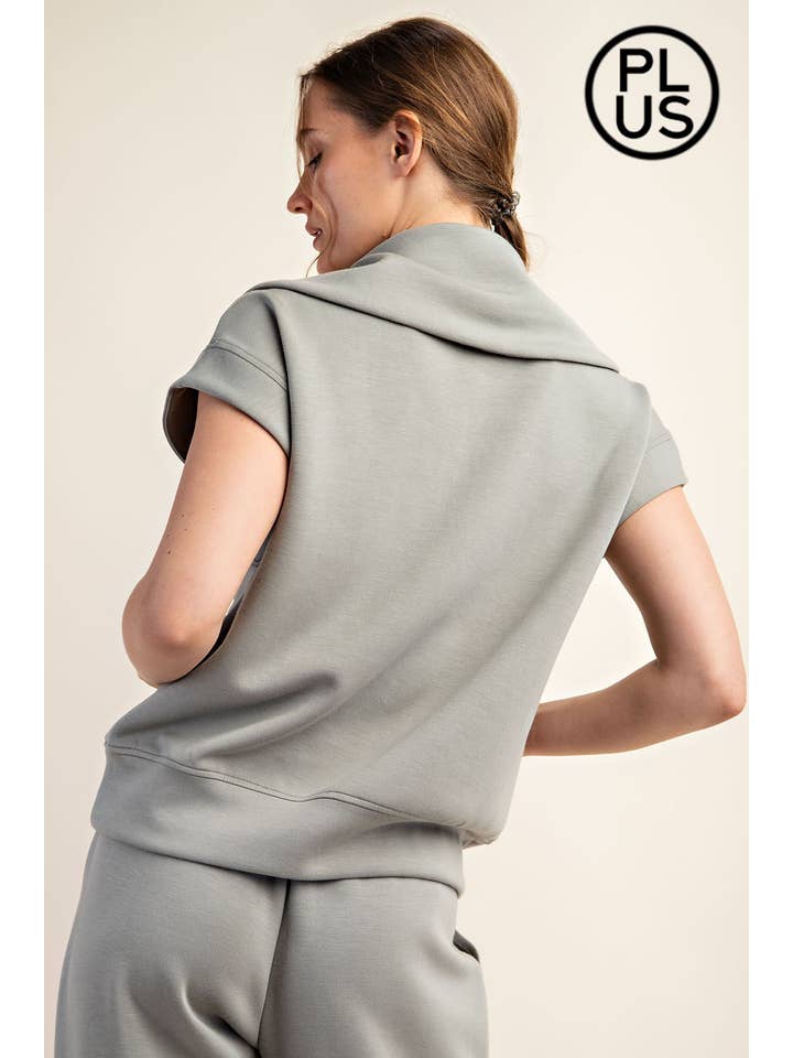 Rae Mode - Wholesale Athletic Top - Women's - PLUS SIZE MODAL SCUBA SHORT SLEEVE QUARTER ZIP TOP19