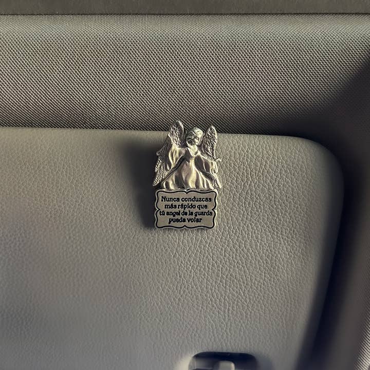 Abbey + CA Gift - Wholesale Car Decorative Charm - Unisex - Spanish Never Drive Faster Guardian Angel Visor Clip 1