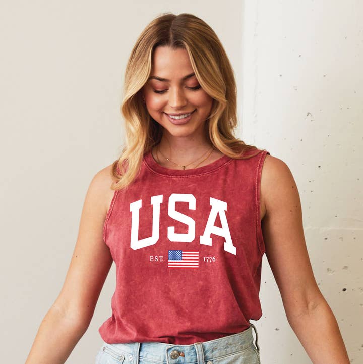 OAT COLLECTIVE - Wholesale Tank Top - Women's - USA EST.1776 Mineral Graphic Tank Top8