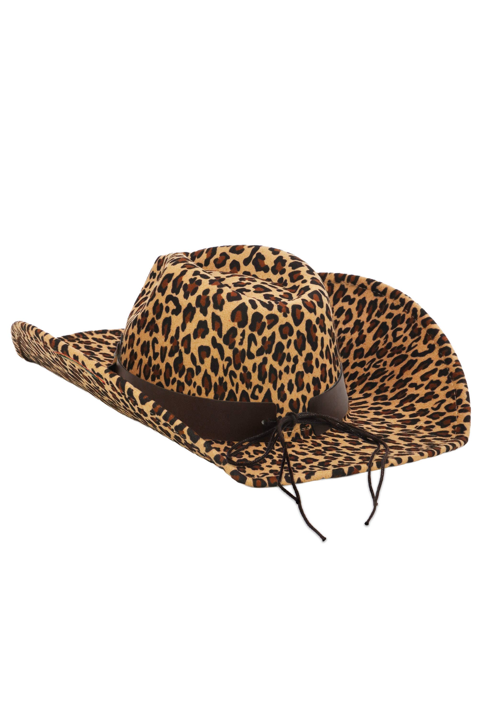 Cap Zone - Wholesale Cowboy Hat - Women's - Brown Longhorn Faux Leopard Felt Cowboy Hat2