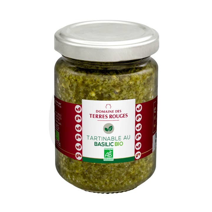 Organic Basil Spread 120g for wholesale by DOMAINE DES TERRES ROUGES
