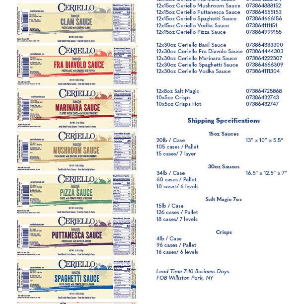 Ceriello Fine Foods - Wholesale Pasta Sauce - Ceriello Homestyle Basil Sauce