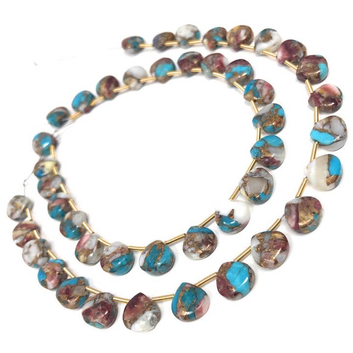 Akstar Gems - Wholesale Beads - Oyster Copper Turquoise Gemstone Beads, Turquoise Beads, Wholesale Bulk Beads for DIY Jewelry Making, Jewelry Supplies, 8.5X8.5mm , 22 Pcs
