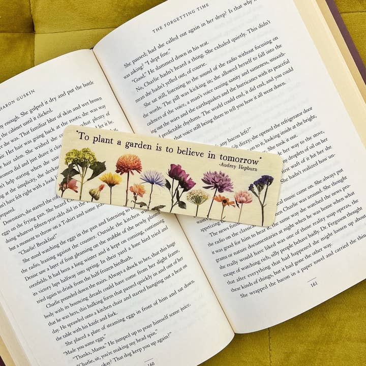 Fly Paper Products - Wholesale Bookmark - Plant A Garden Believe Audrey Hepburn Wooden Bookmark1