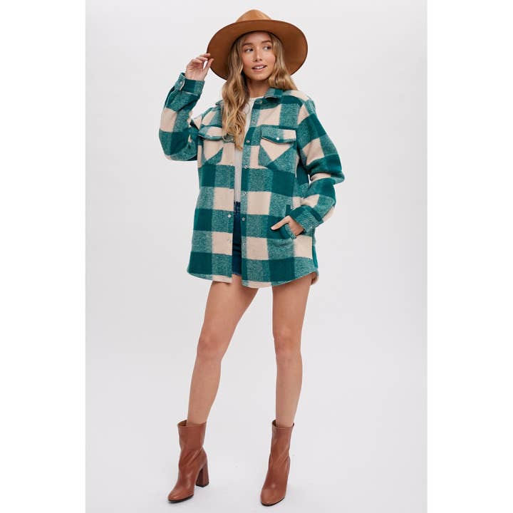 Peace Love Line - Wholesale Shirt Jacket/Shacket - Women’s - SLH8669 - BRUSHED FLANNEL CHECKOR OVERSIZE JACKET19