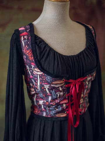 Mushrooms corset Dark cottagecore Renaissance Bodice corset for wholesale by Costurero Real