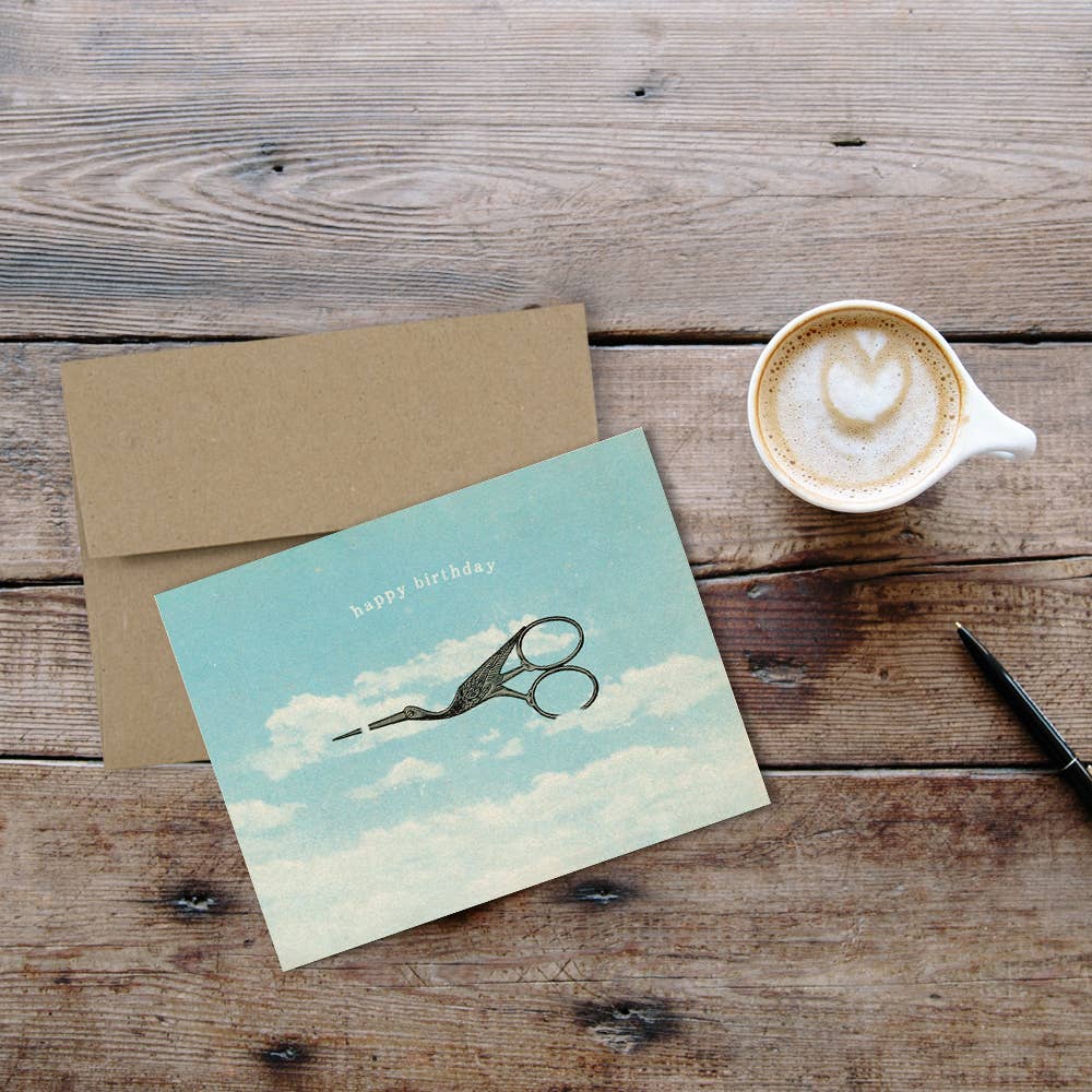 The Galek Sea – wholesale Birthday card – Happy Birthday Bird Scissors Card2