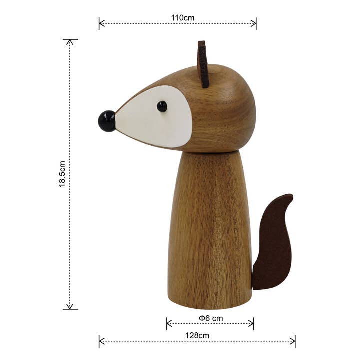 Peterson Houseware & Artwares US - Wholesale Salt & Pepper Shaker Set - Wooden Fox Salt/Pepper Mill4