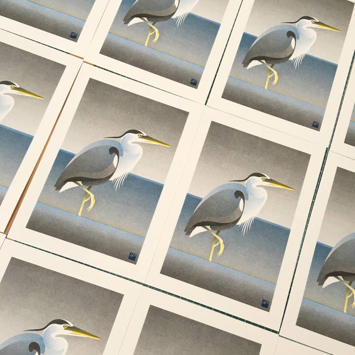 VrijFormaat - Wholesale Art Print - riso print - Grey Heron - Bird art print - A42