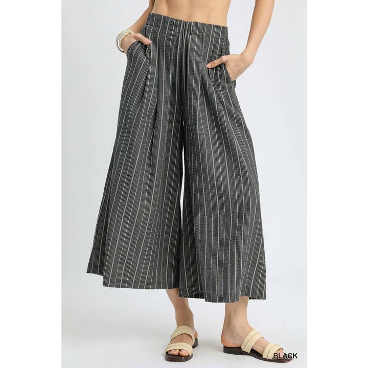 Teksturerede stribede bukser med brede ben for engroshandel hos STYLE USA