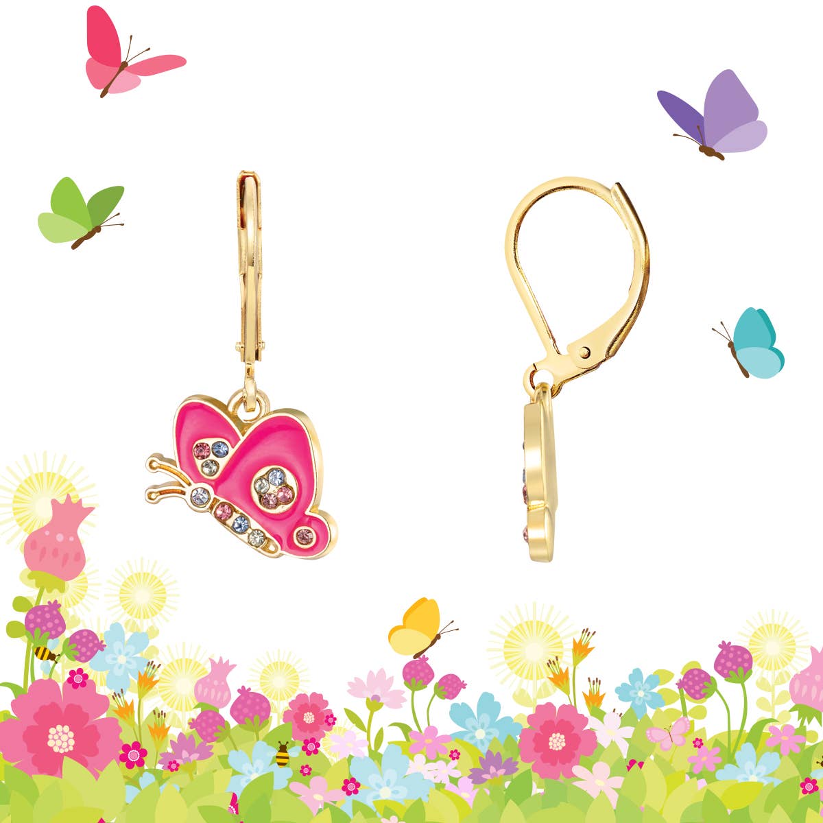 Girl Nation - Wholesale Hangende/ronde oorbellen - Kristallen Vlinder | Leverback Oorbel Hangers1