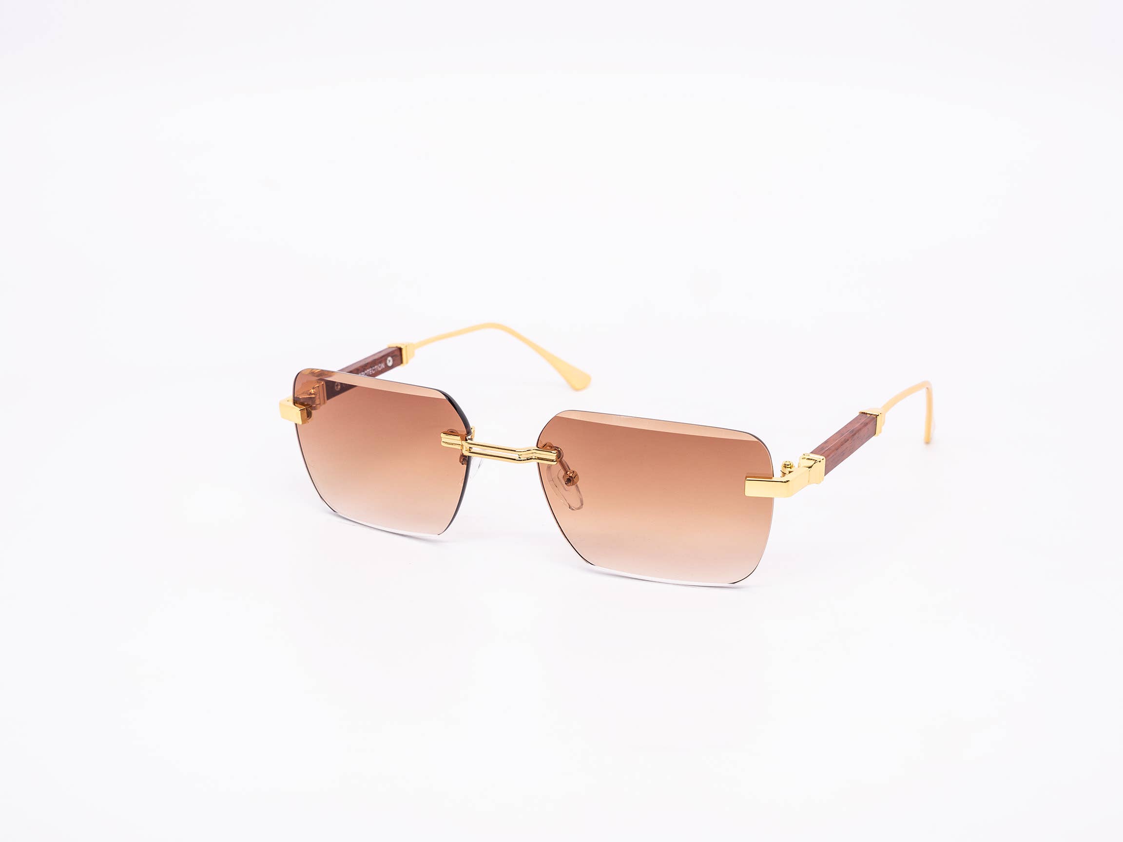 Still Friday - Wholesale Sunglasses - Women's - Rimless Gradient Miter-cut Wood Temple Sunglasses9