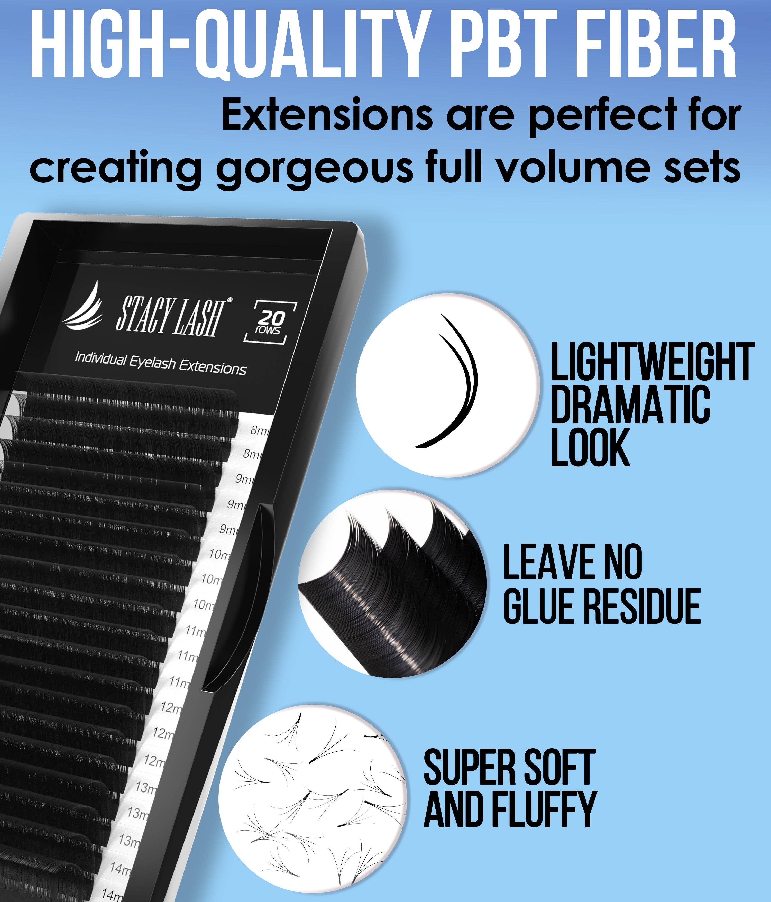 Stacy Lash - Venta al por mayor Pestañas postizas - 20 Filas - Extensiones de Pestañas de Visón de Doble Capa Rizo C-D2
