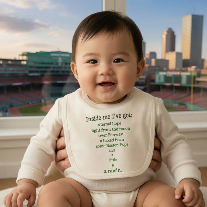 Boston Organic Cotton Baby Bib | Made in USA | Giftable for wholesale by Simply Chickie® Organic Baby & Kids | USA Made • Ships USA