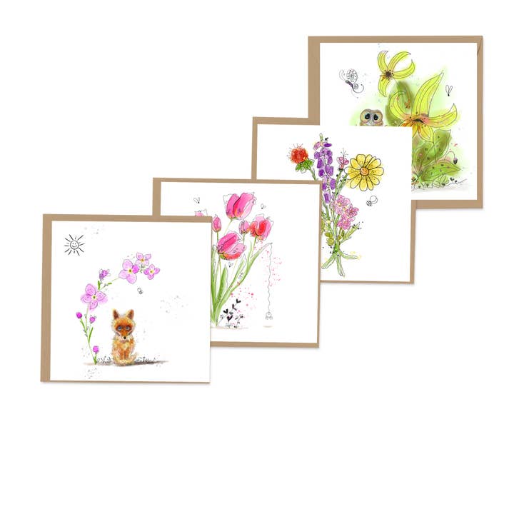 Mini Enclosure Cards Series #1 - Little Flowers for wholesale by Caroline Scagel Studio