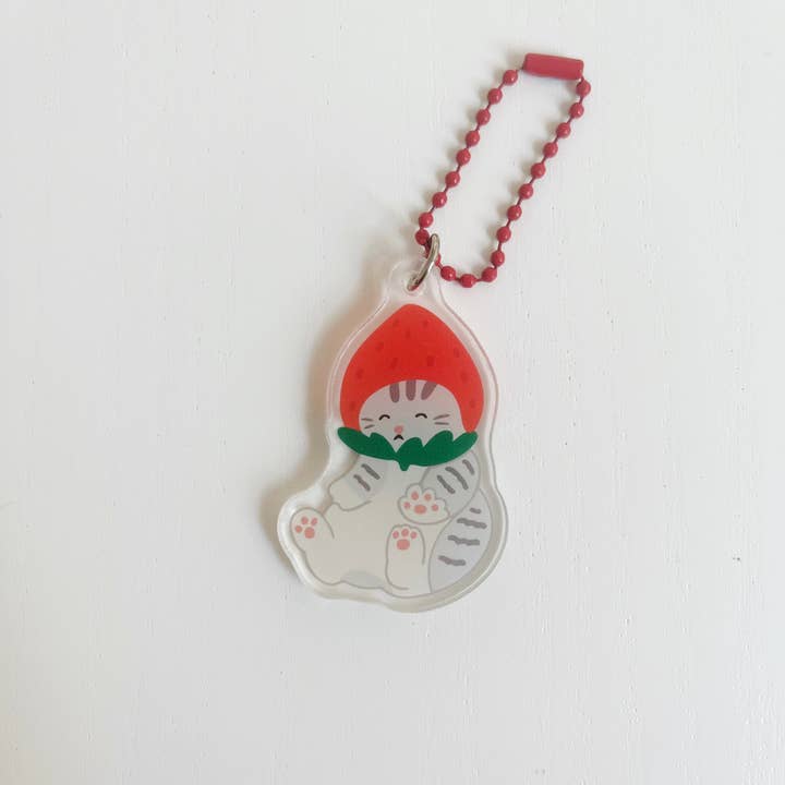 Bag + Journal Charm: Strawberry Cat for wholesale by The Paper + Craft Pantry