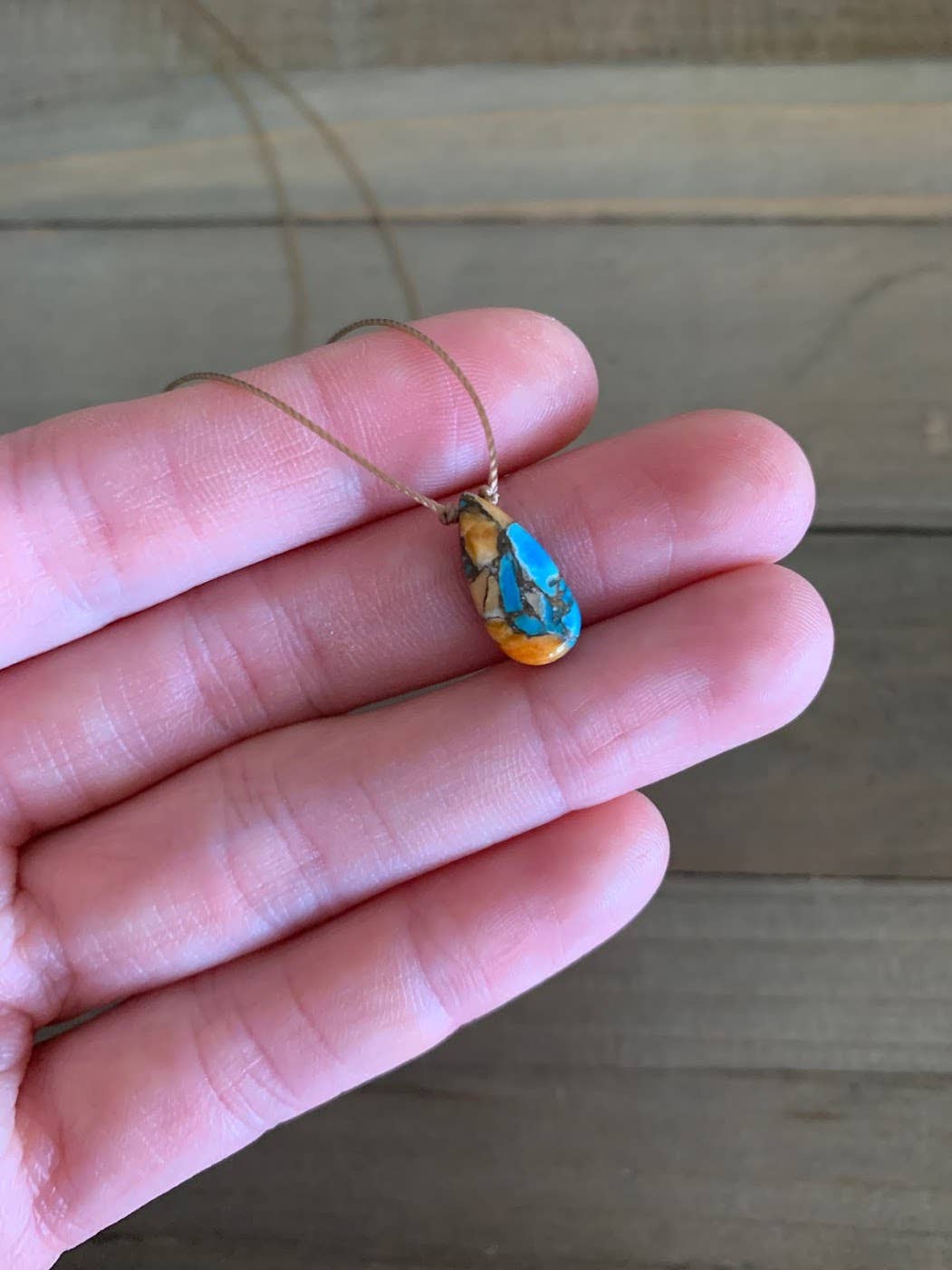 Merelani Designs – Colar pingente/pendente por atacado – Colar de lágrima turquesa de ostra de cobre3