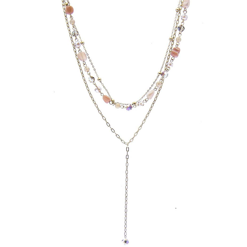 SAACHI - Vente Sautoir et collier en Y - Collier chaîne en perles dorées Layer Cake6