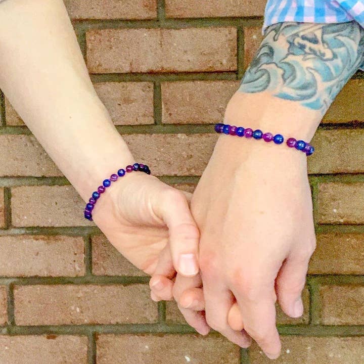 Baltic Essentials - Wholesale Beaded Bracelet - Kids - 6 inch Baltic Essentials Bracelet Purple Amethyst Blue Lapis Lazuli Toddler3