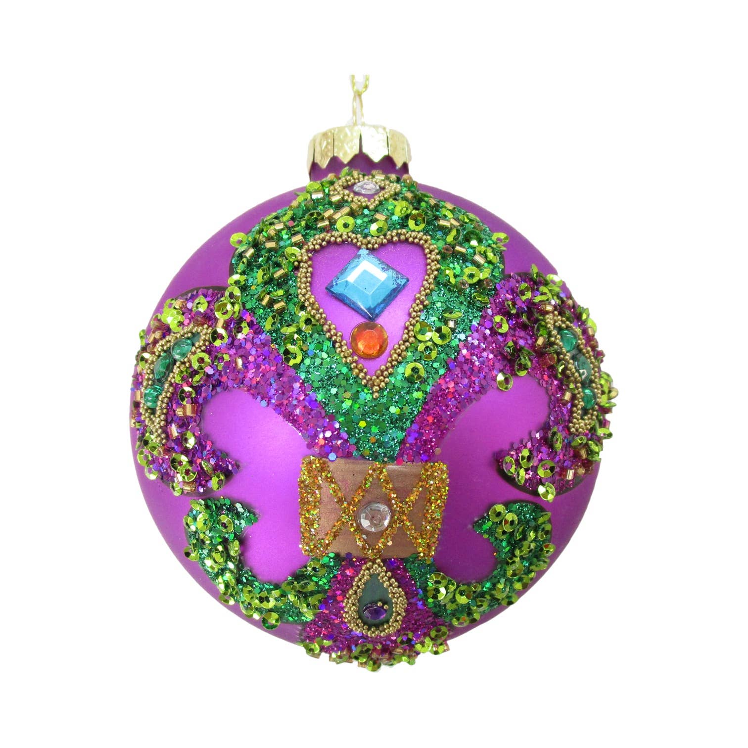 December Diamonds - Wholesale Ornament - 100mm Mardi Gras Fleur de Lis Orn0