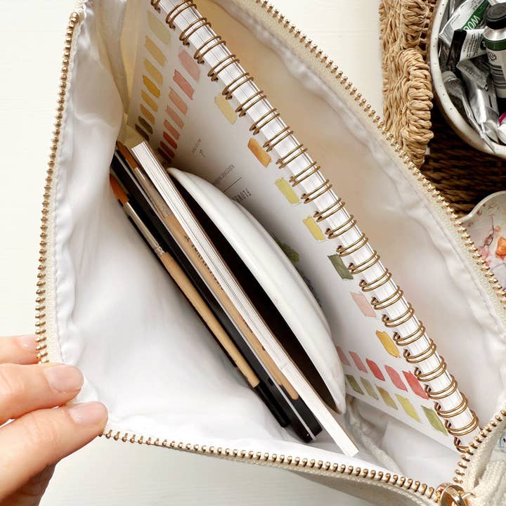emily lex studio - Wholesale Pouch - Women's - canvas zipper pouch "make pretty things" gingham2