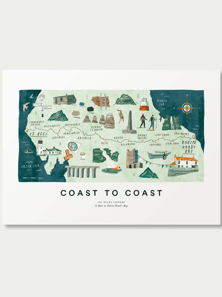 Mapa de la Ruta A3 de Costa a Costa para venta al por mayor de Oldfield Design Co