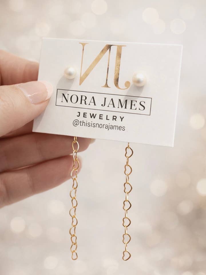 Ever After Pearl Drip Earrings for wholesale by Nora James jewelry