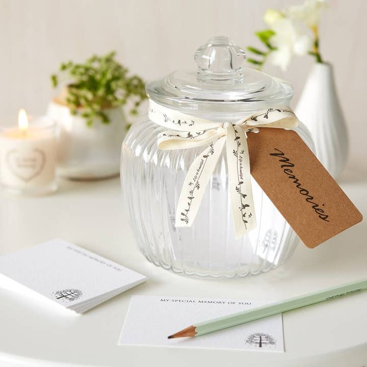 Glass Memory Jar & 50 Remembrance Cards for wholesale by Angel & Dove
