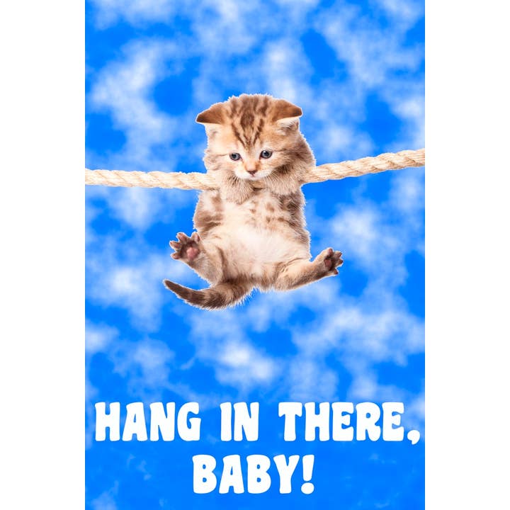 Gotham Gifts – wholesale Poster – Häng där Baby! Kattunge Retro Motiverande Affisch 12x18