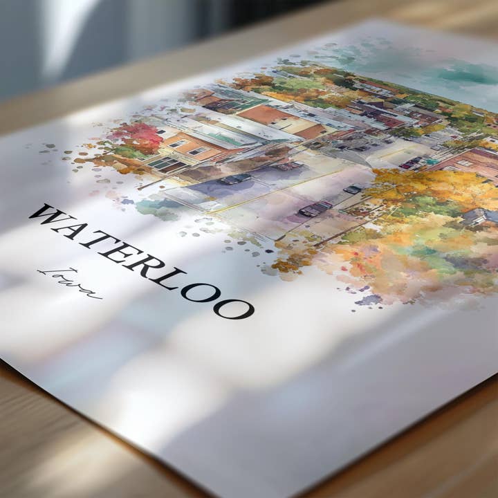 Premium Travel Art - Wholesale Art Print - Waterloo Iowa Wall Art, Black Hawk County Print, Iowa Watercolor Art, Waterloo IA Gift, Travel Print, Travel Poster, Housewarming Gift1