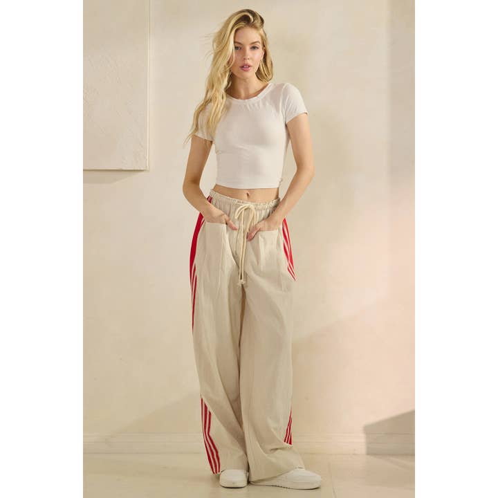 Ivory Sport Striped Wide Legged Pants for wholesale on Faire2