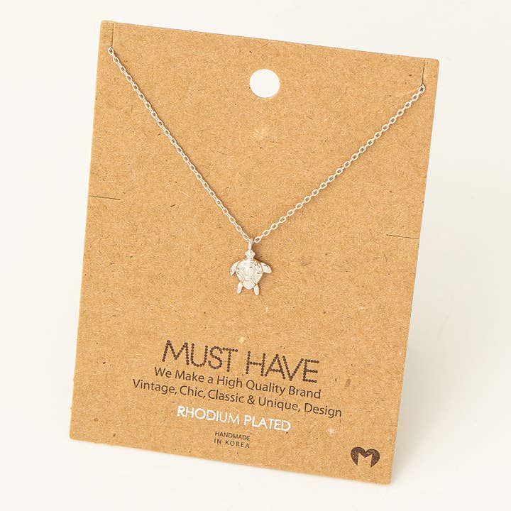 Fame Accessories - Wholesale Pendant/Charm Necklace - Dainty Turtle Charm Necklace