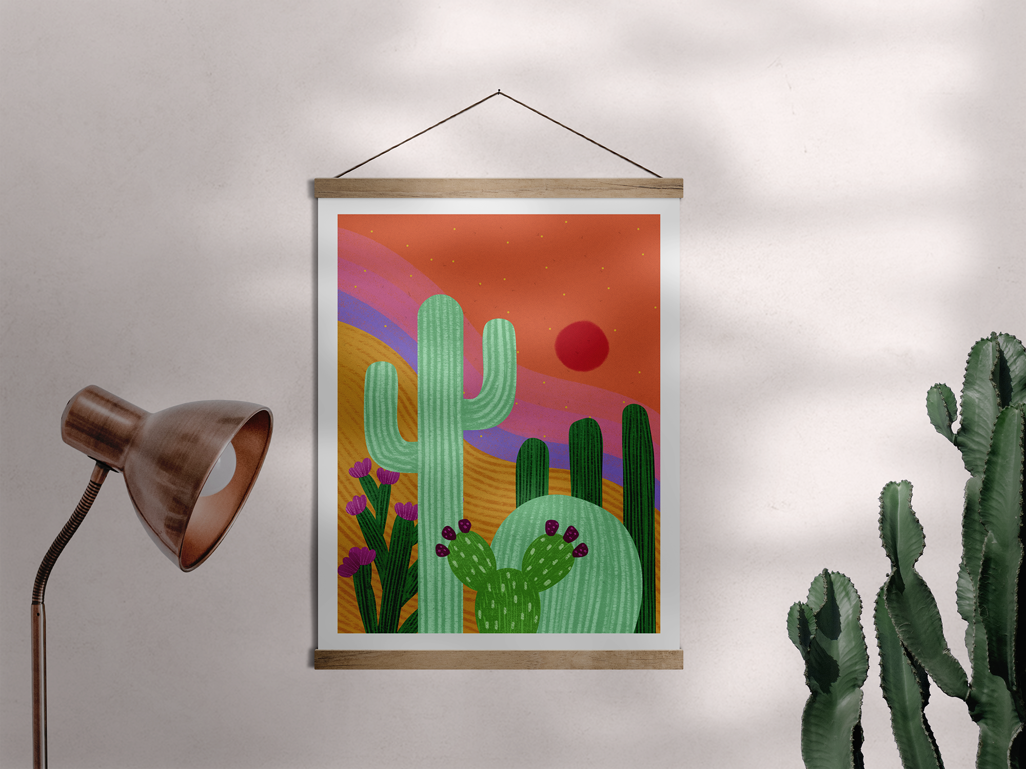 Squidly Designs - Wholesale Art Print - Cactus Sunset Art Print2