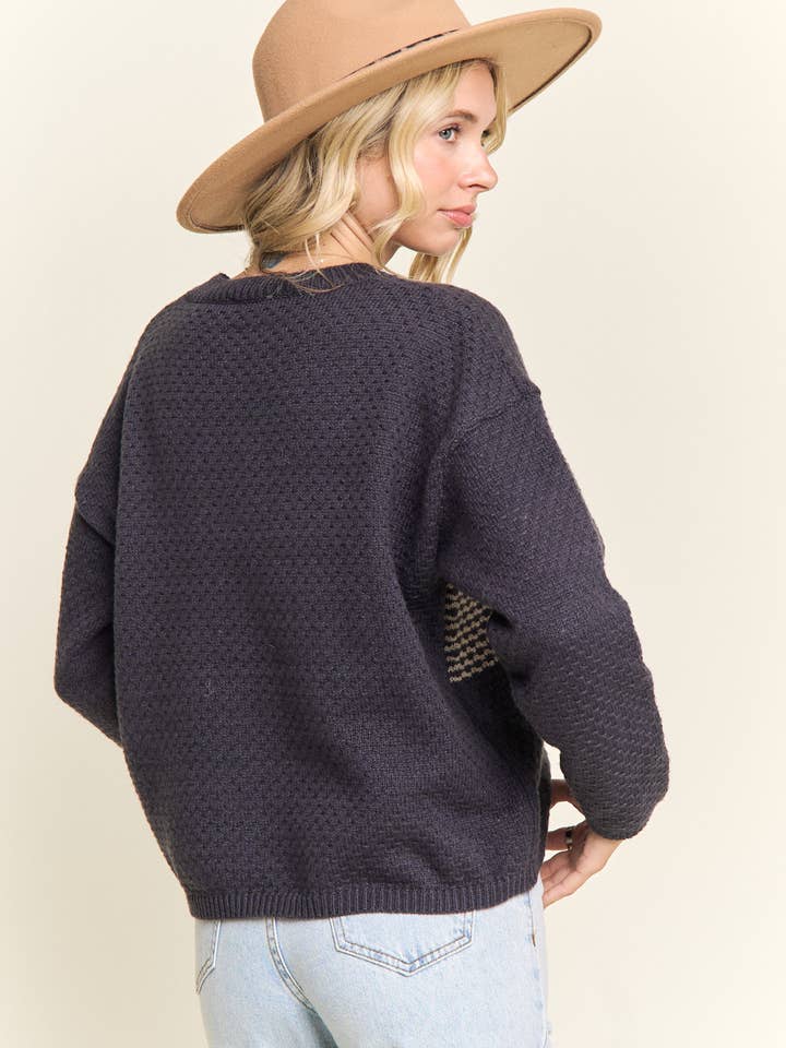 Madelyn - Wholesale Knit Sweater - Women's - LESW4174-COLORBLOCK CREWNECK SWEATER3