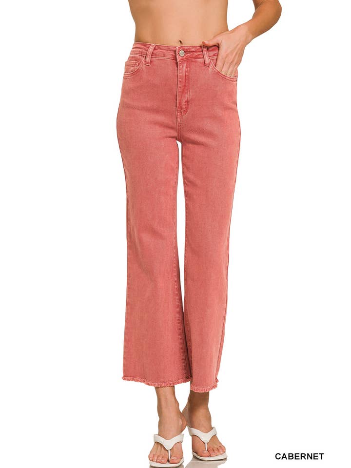 Vanilla Monkey - Wholesale Pants - Women's - Acid Washed High Waist Frayed Hem Bootcut Pants15