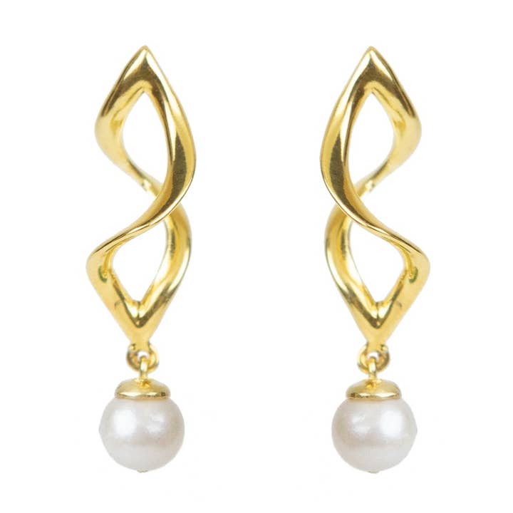 Boucles d'oreilles Genesis - Argent, Perle pour la vente par Eleni Orfanou