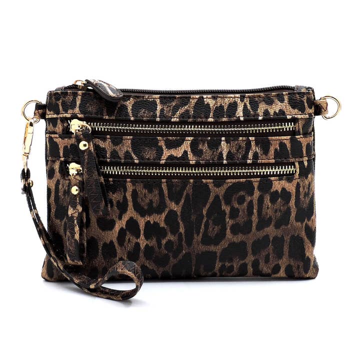 LE001 Leopard Clutch & Cross Body Bag for wholesale by M&M HANDBAGS, LLC.