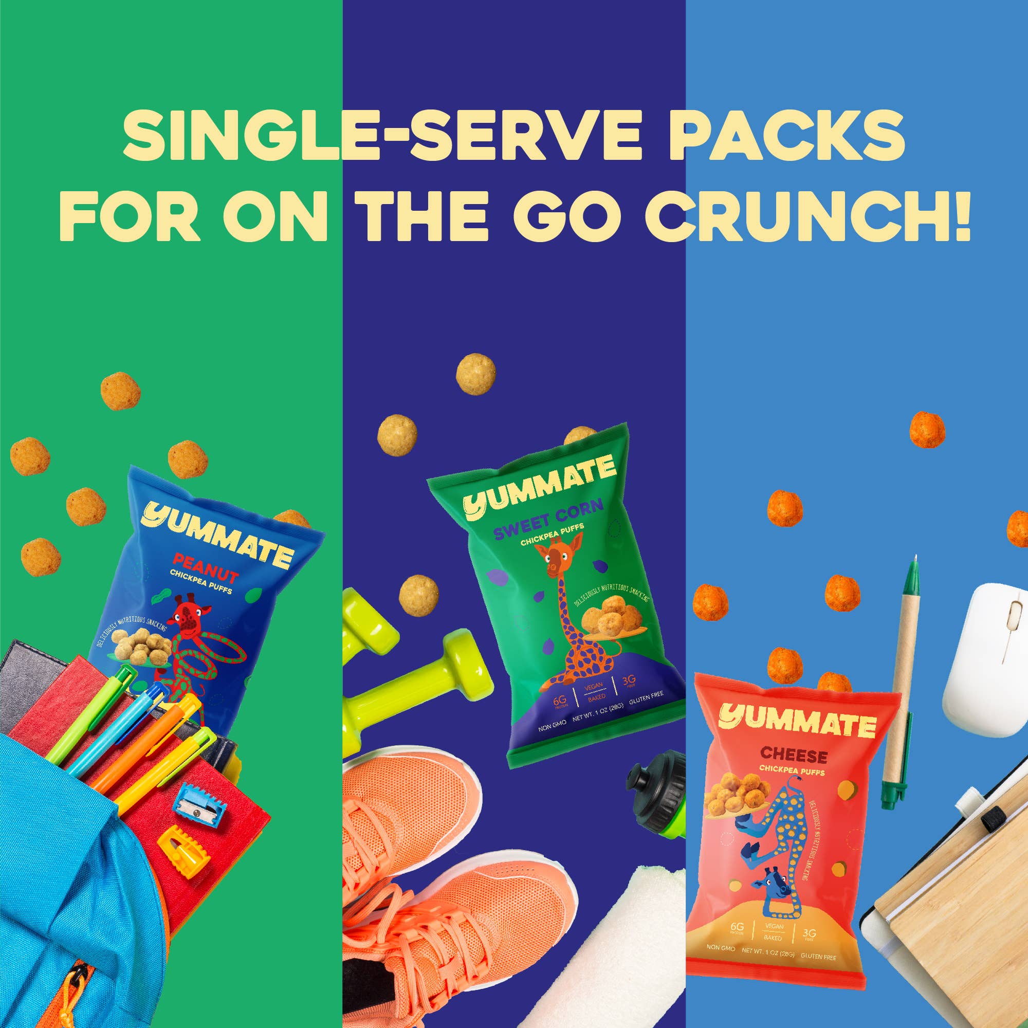 Yummate - Wholesale Puffed Snack - Mixed Case - Gluten Free Chickpea Puffs / Snacks / Chips4