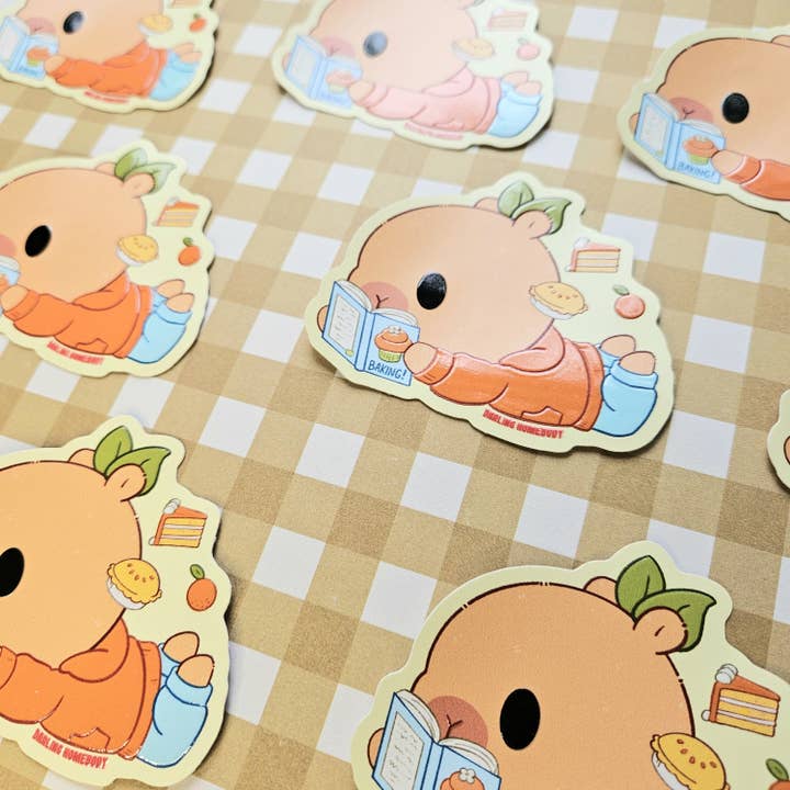 Darling Homebody - Wholesale Sticker - Capybara Reading 2024 Limited Edition Sticker. Raised Texture Effect.