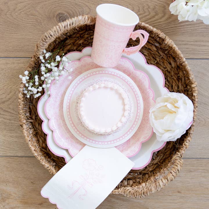 My Mind’s Eye - Wholesale Disposable Plate - PEM1140 - Pembroke Small Pink Floral 7" Plate