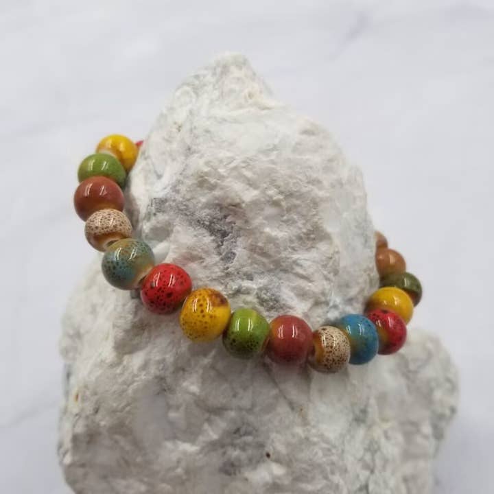 The Pretty Jewellery - Wholesale Beaded Bracelet - Summer Ceramic Beaded Stretch Bracelet - Handmade