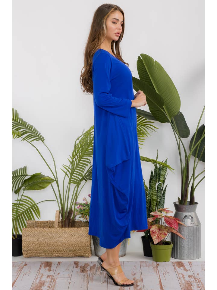 H&H Fashion Inc. - Wholesale Dress - Women's - SAN151CX-S Plus Size Harem Midi Dress Long Sleeve