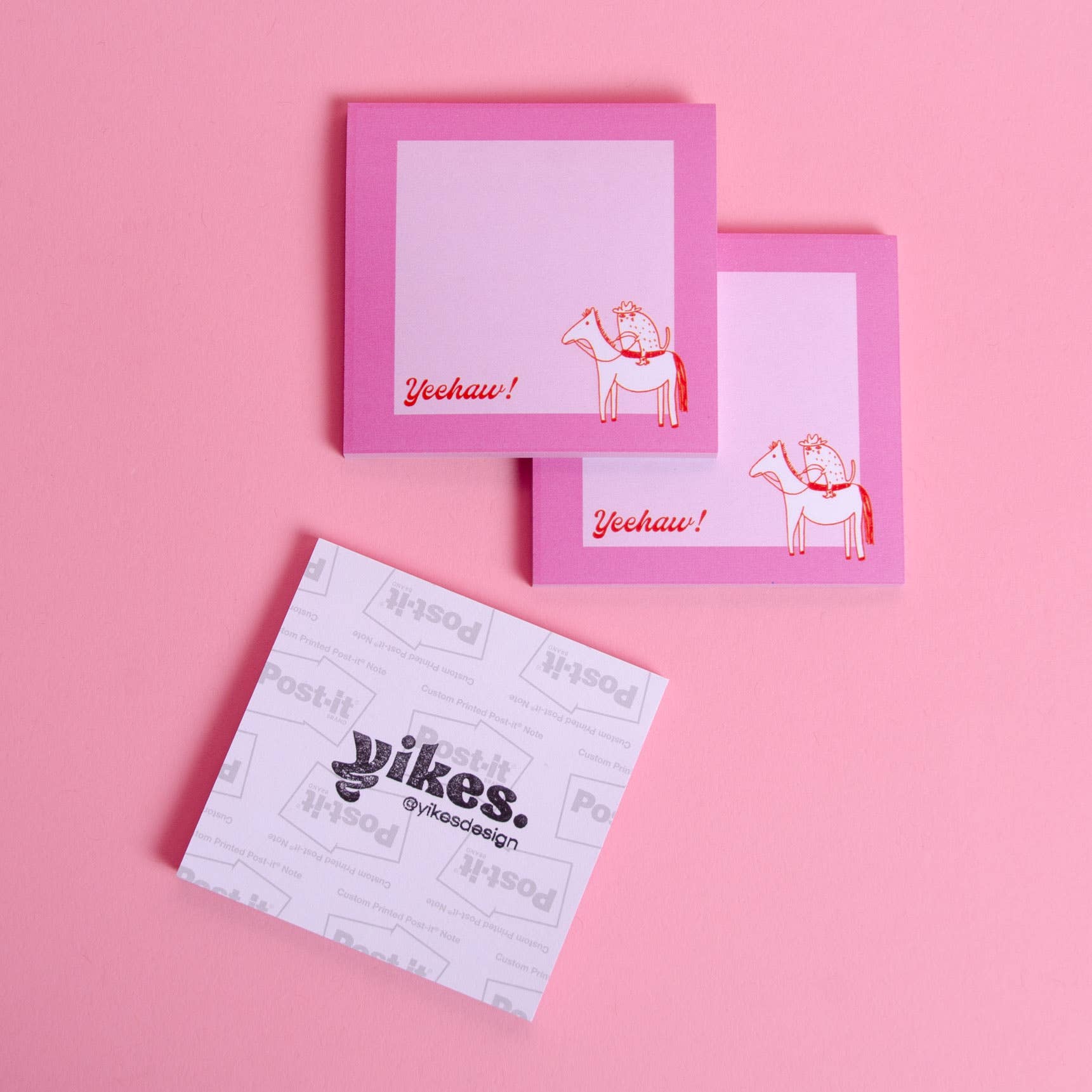 Yikes Design - Wholesale Sticky Notes - "Yeehaw" Cowboy Cat Sticky Notes Memo Pad 3x3"6