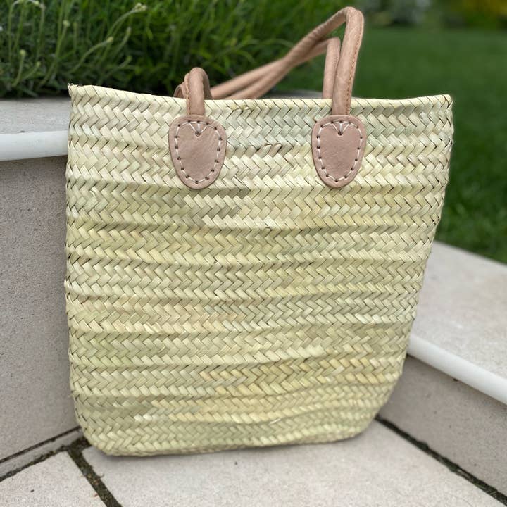 Neve Basket Bag - hand made tote bag with shoulder straps for wholesale by Le Papillon Vert Ltd