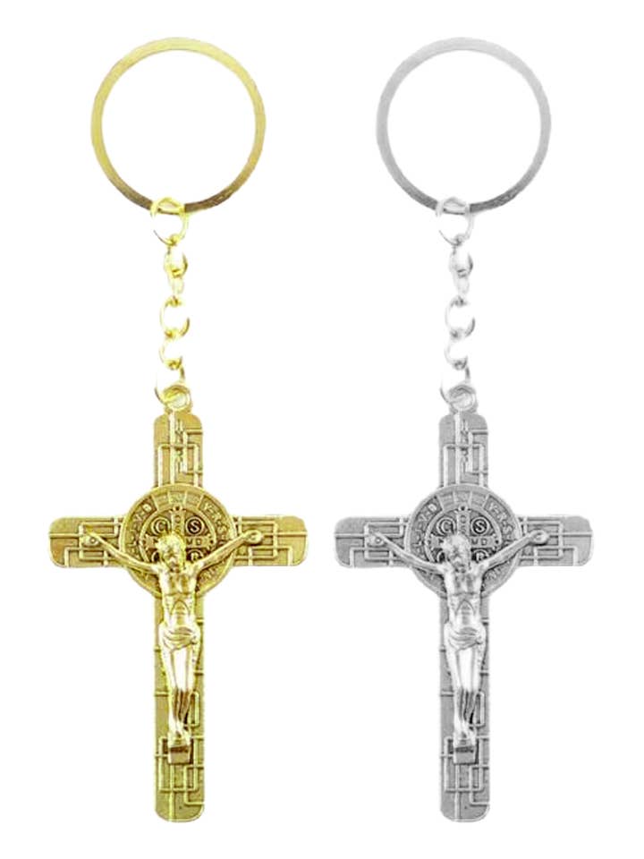 Jesus Christ Crucifix Cross Metal Alloy Key Chain for wholesale by Cap Zone