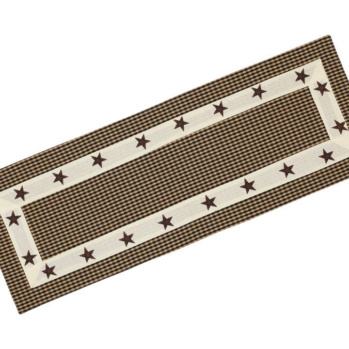 Table Runner Fused - Star Black Check for wholesale by Accent Linen