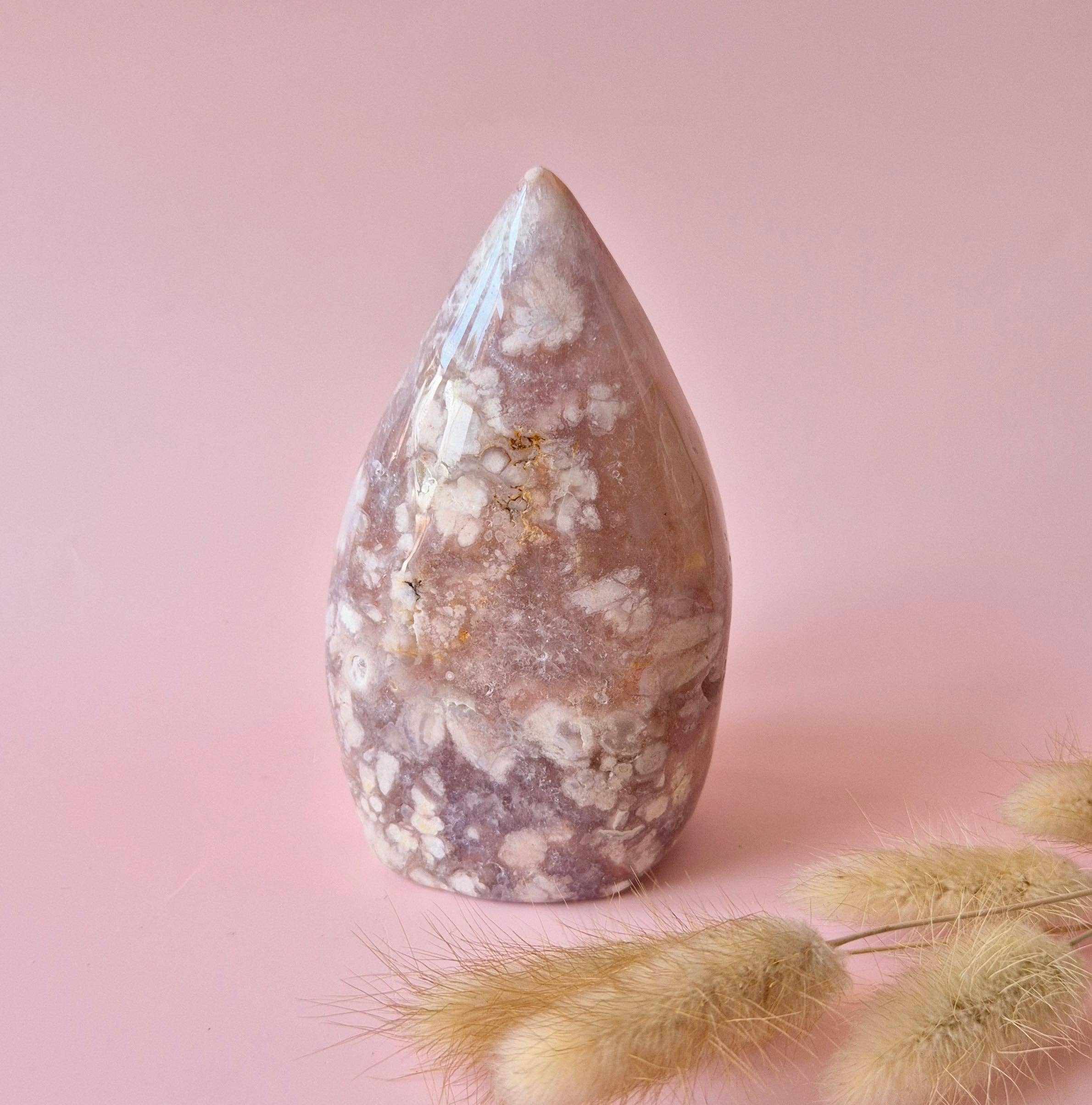 Moonlight Gemstones - Wholesale Spiritual Stone/Crystal - Druzy Pink Amethyst Freeforms & Flames – Magical Soft Energy1