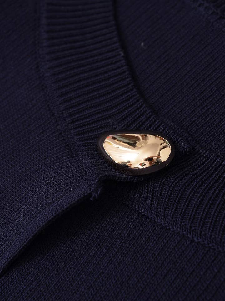NAVY Round-neck long-sleeved button-decorated sweater for wholesale on Faire3