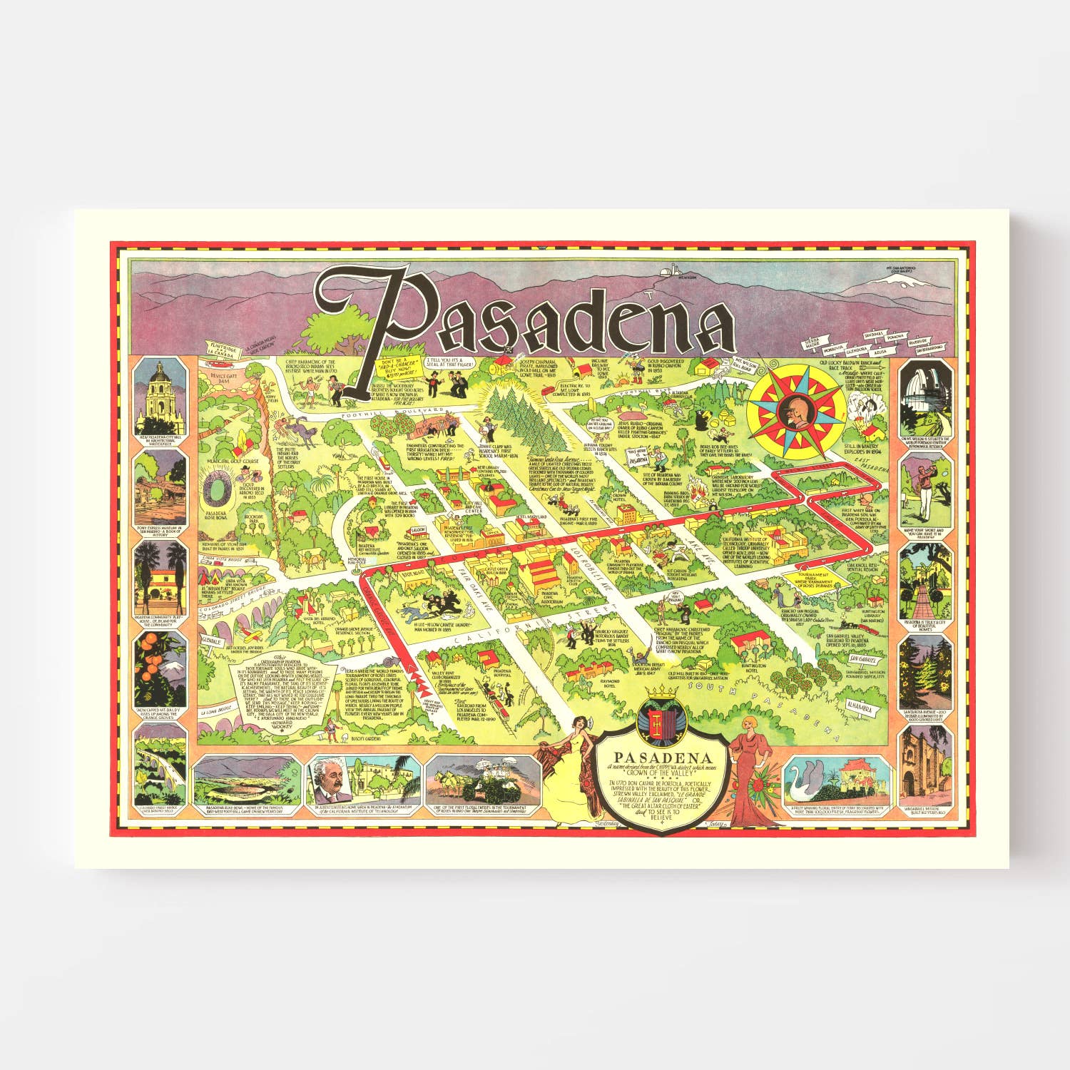 Ted's Vintage Art - Wholesale Map - Vintage Map of Pasadena, California 19332