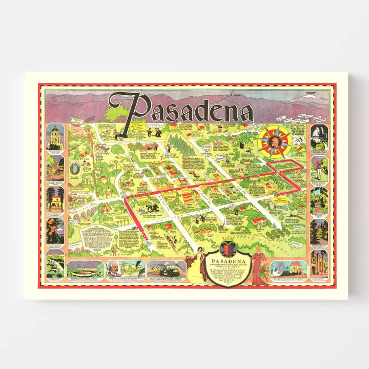 Ted's Vintage Art - Wholesale Map - Vintage Map of Pasadena, California 19332